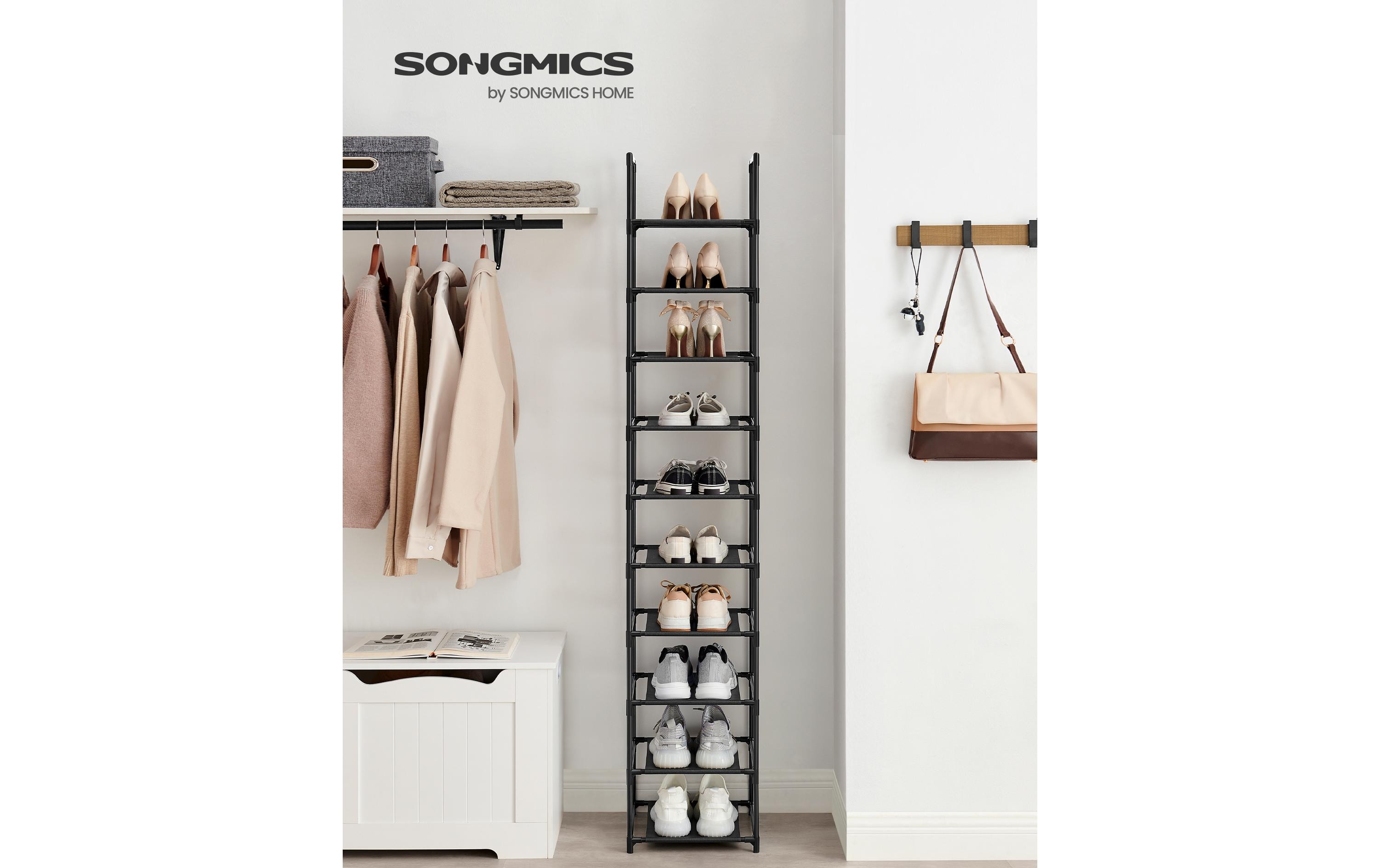 Schuhregal mit 10 Ablagen 33 x 173 cm, SchwarzSchuhorganizer