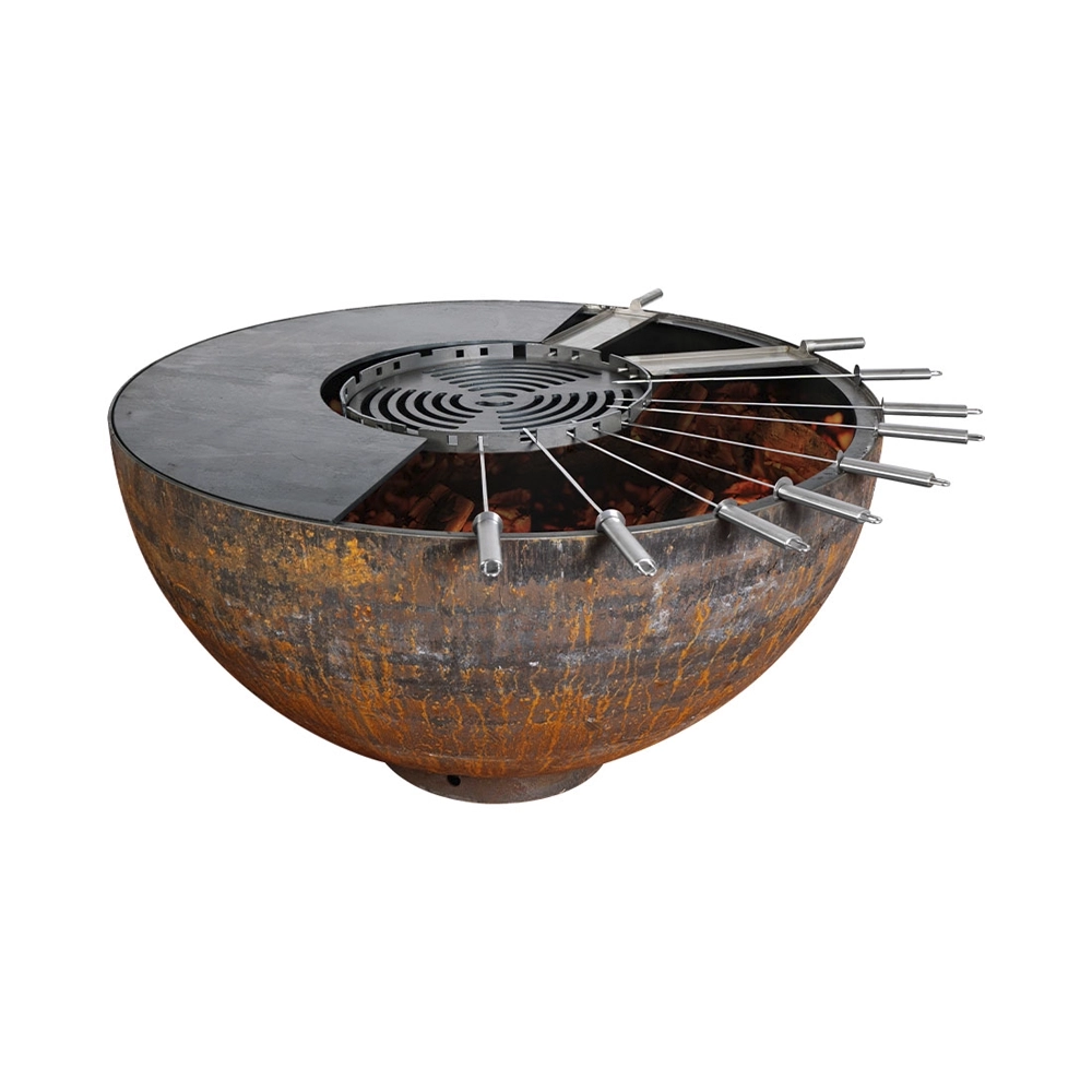 Mr. Grill Feuerschale Rusty mit Grillring 100cm und Zubehör