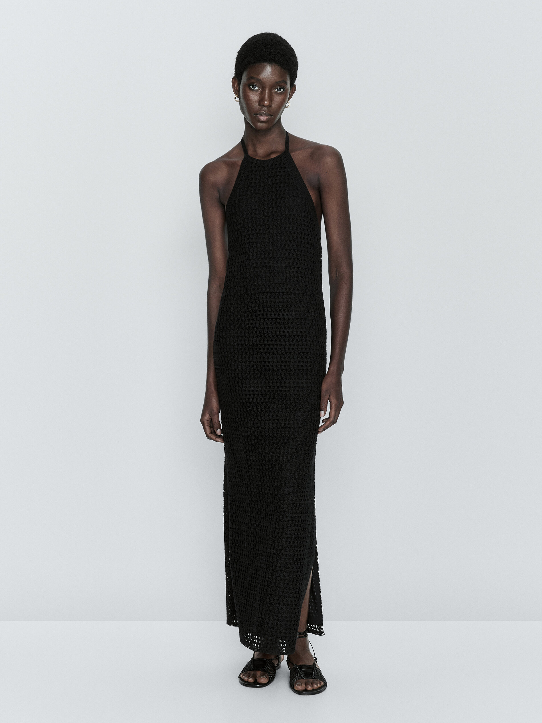 Vestido frente única em crochê - NEGRO