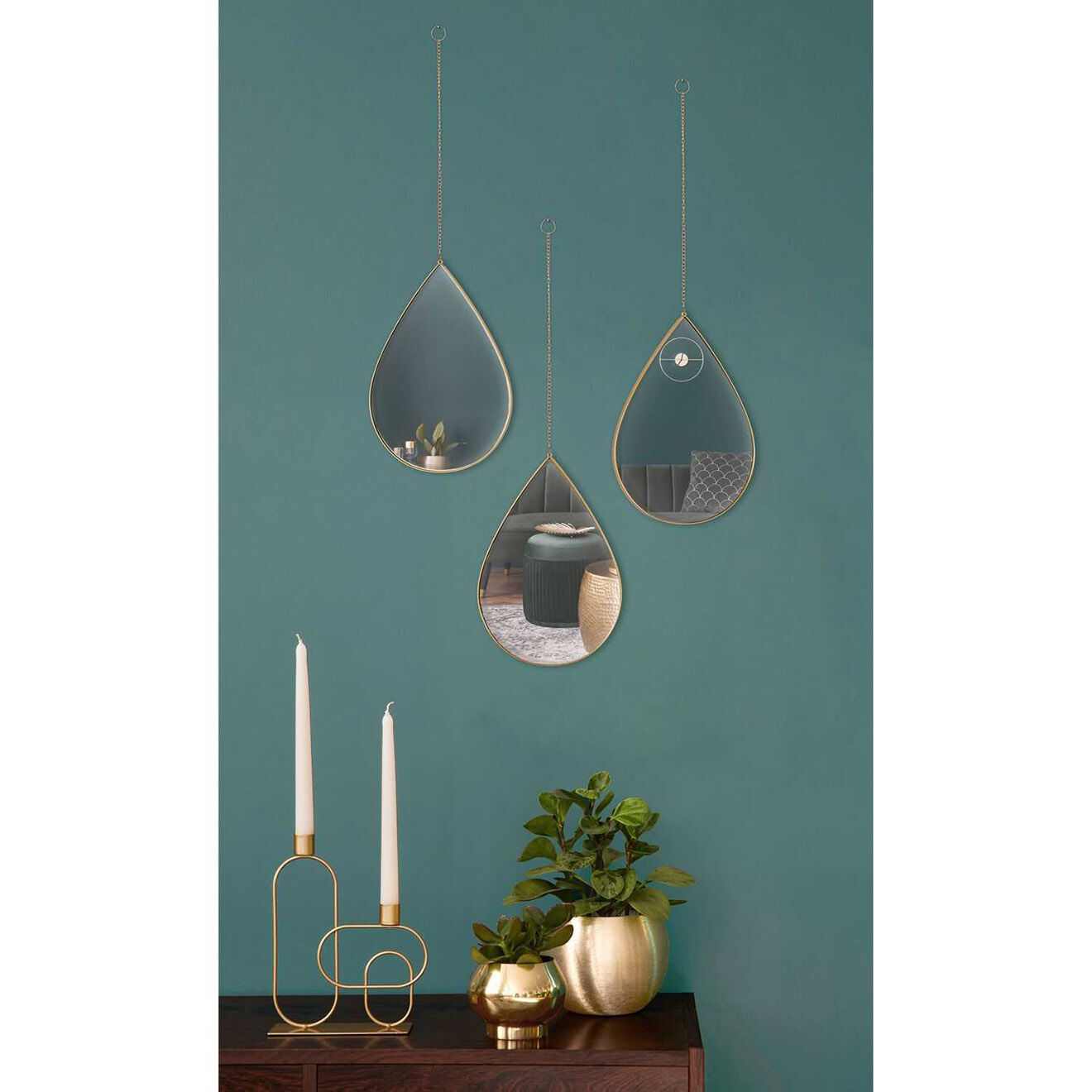 Home Deco Factory Miroir goutte suspendue doré - 19.1x27.2x1.02 cm