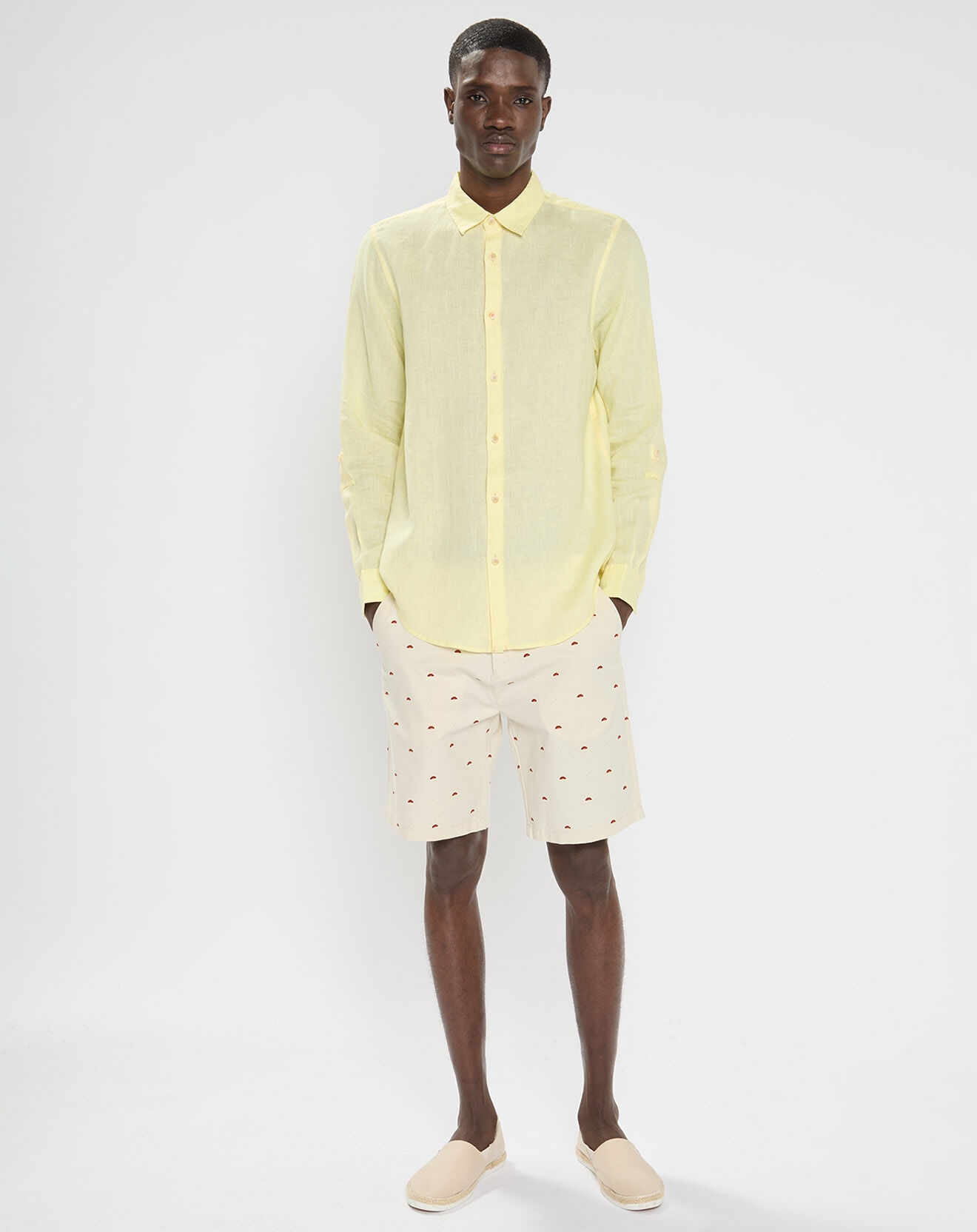 Scotch & Soda Chemise 100% Lin Regular Fit Garment Dyed jaune clair