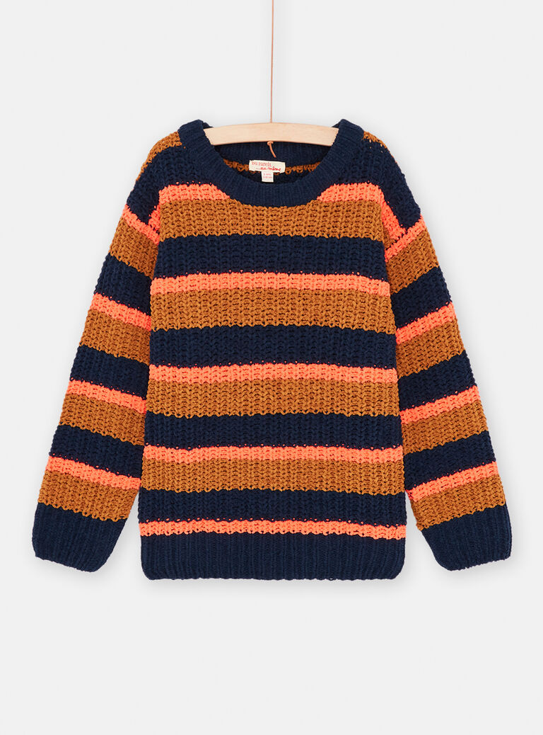 Pull multicolore à imprimé à rayures garçon