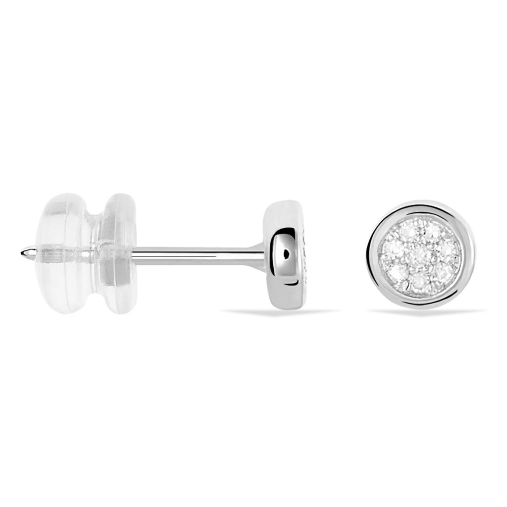Boucles D'oreilles Puces Violanda Or Blanc Diamant