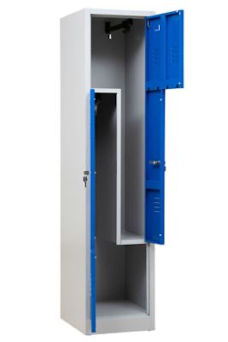 PROREGAL Garderobekast Camel 2-Vaks Z-Design HxBxD 180 x 41 x 50 cm Cilinderslot Grijsblauw