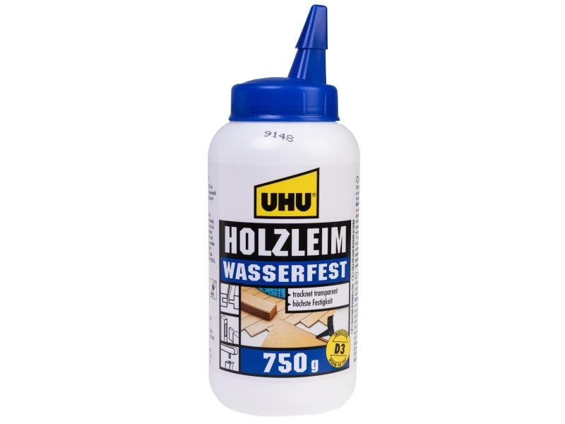 UHU Kleber Holzleim Wasserfest 750 g, Transparent Kleber, 750 g