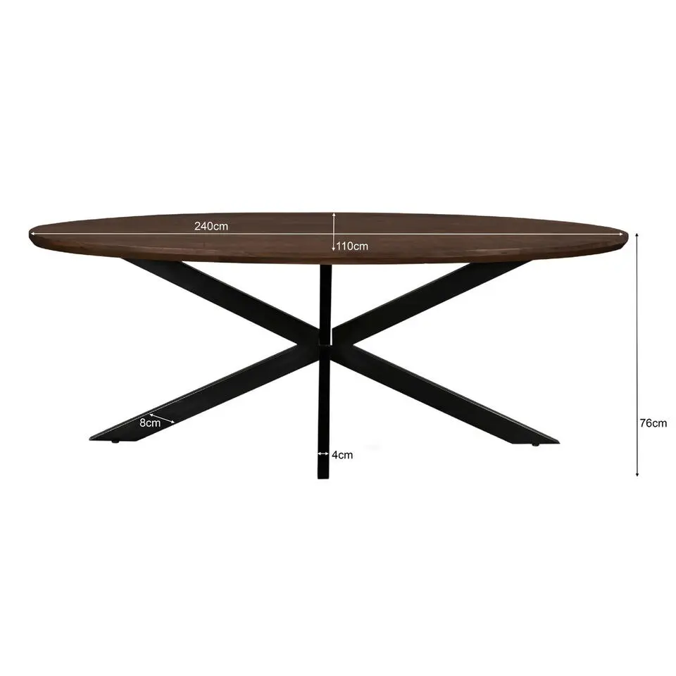 Eettafel Ovaal 240cm - Bruin Mangohout - Matrix-poot - Jesper