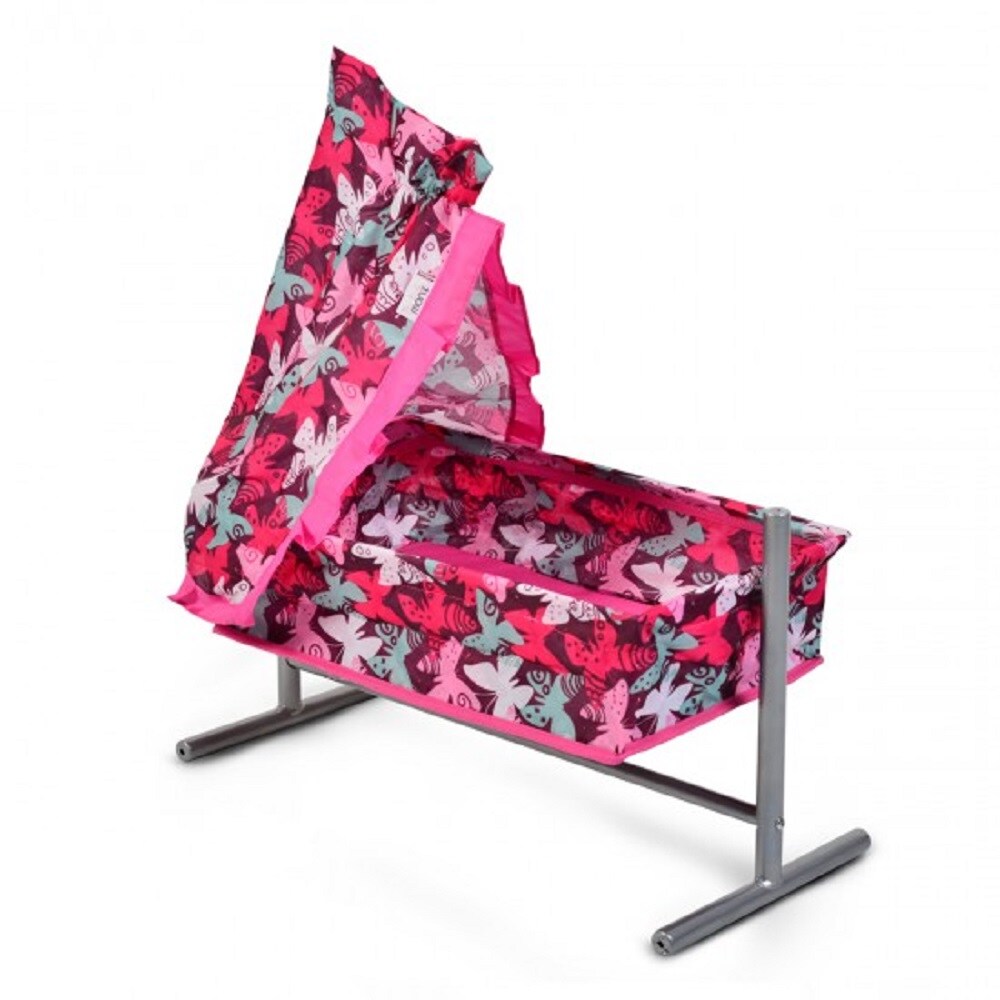Puppenbett, Puppenwiege Butterfly 9339, mit Himmel und Rüschchen 59x29,5x61cm