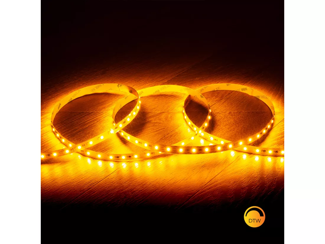 Ruban LED 24V DC Dimmable SMD2835 140LED/m 5m IP20 Largeur 10mm Coupe tous les 100cm Dim to Warm Sélectionnable (chaud-neutre)