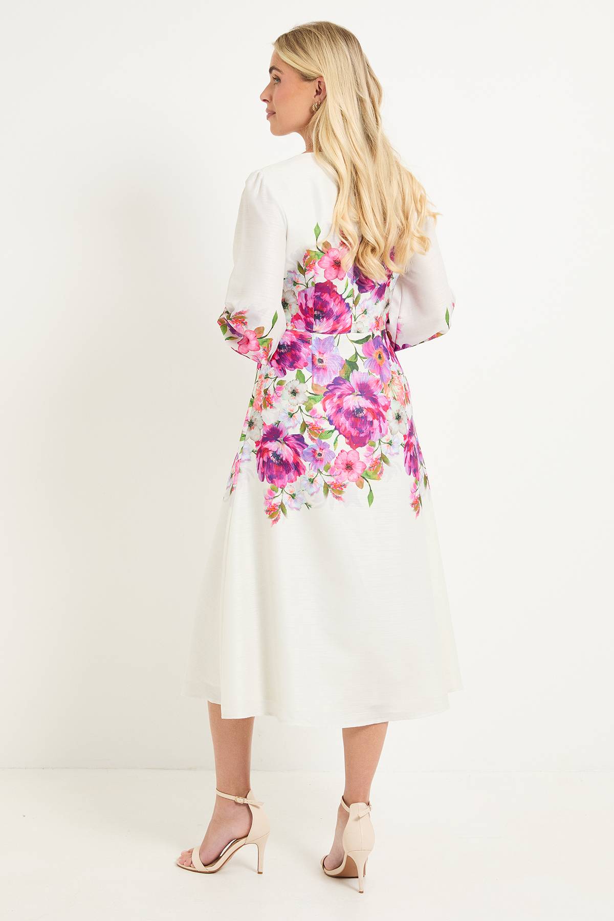 Wallis Robe Midi À Manches Ballon Et Imprimé Floral Petite