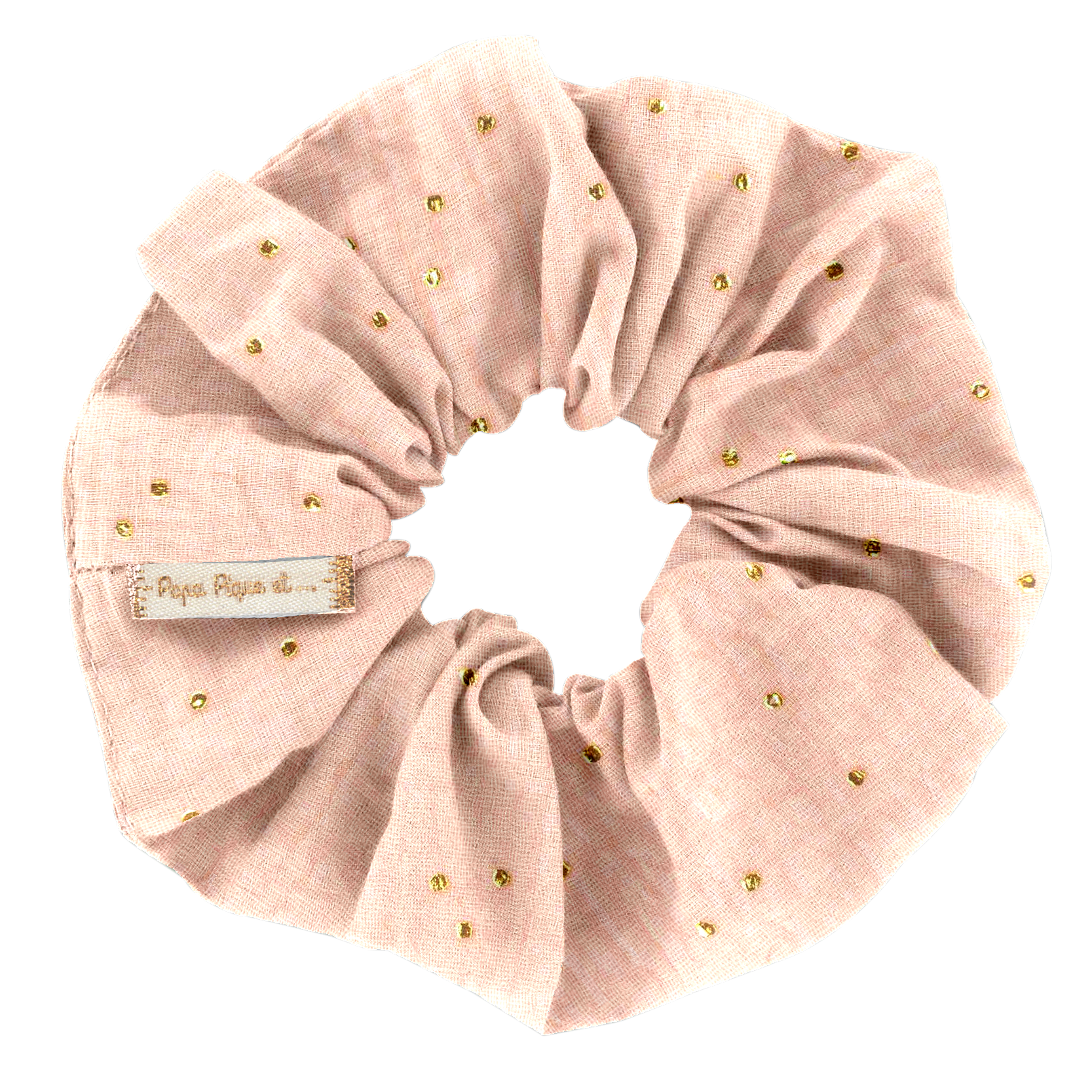 Chouchou Gaze Pois Or Rose