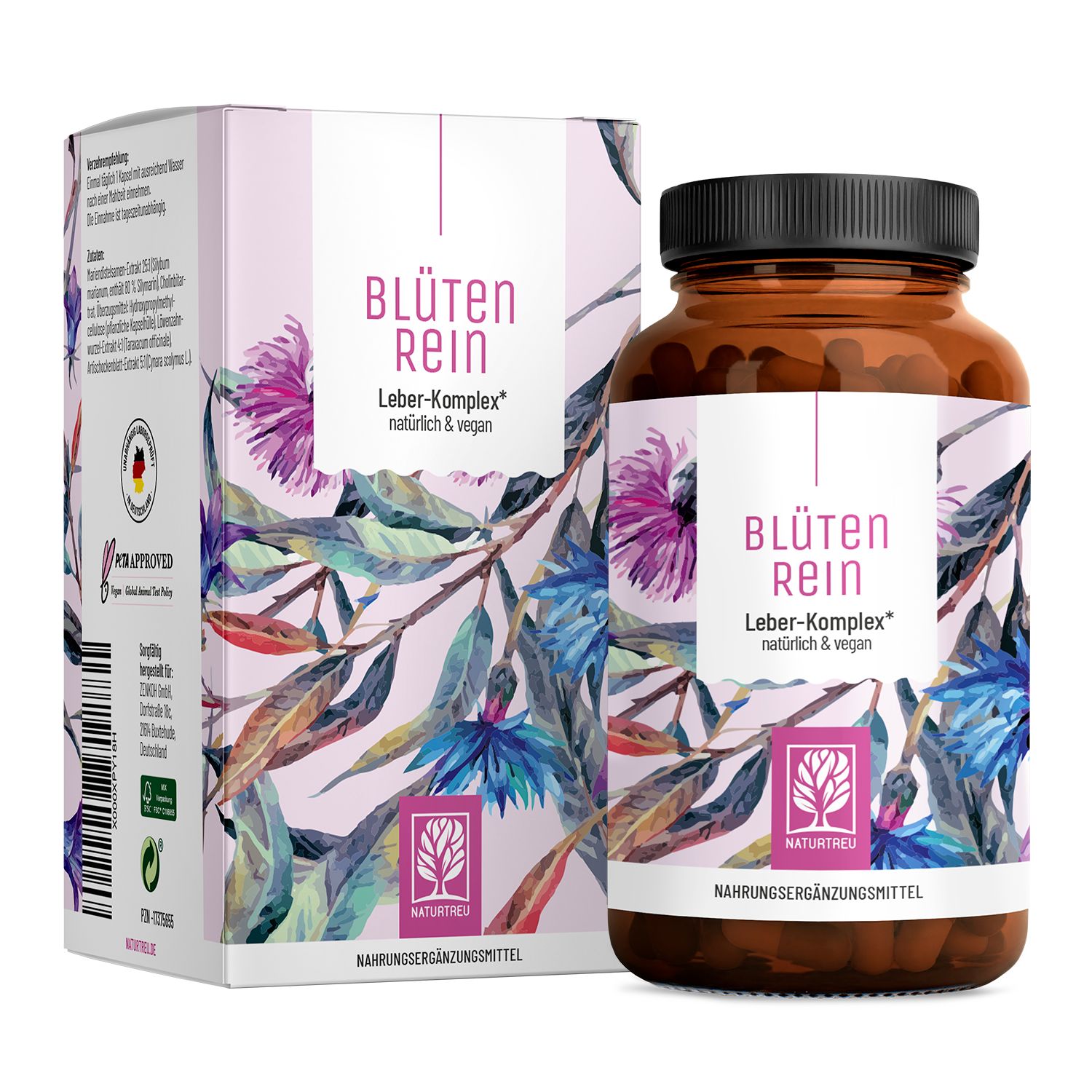 Komplex mit Mariendistel (Silymarin), Artischocke, Löwenzahn und Cholin - Blütenrein - NATURTREU®
