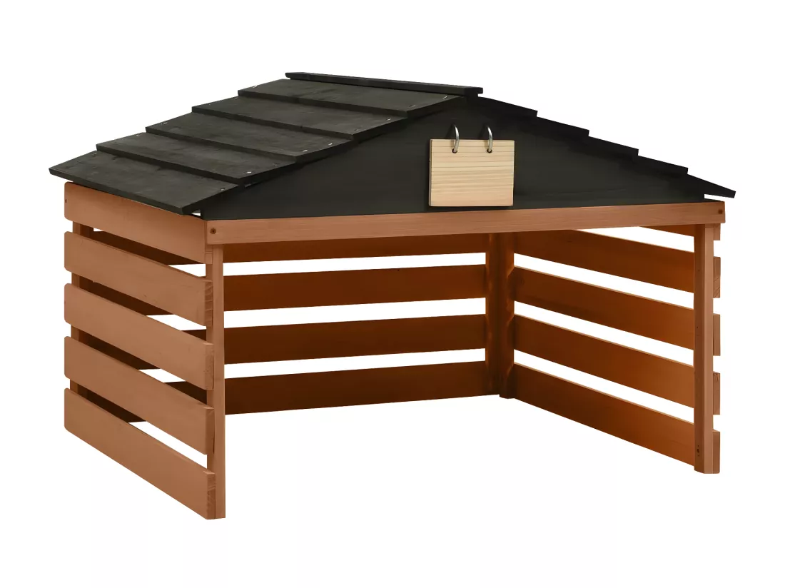 Prolenta Premium - Garage de tondeuse à gazon Noir et marron 78x74x54cm Sapin