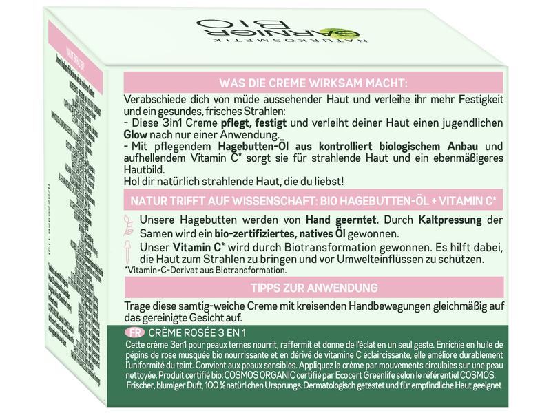 Garnier Gesichtscrème 3in1 Rosy Glow 50 ml Gesichtscrème mit nährendem Vitamin C für mehr Festigkeit und Elastizität