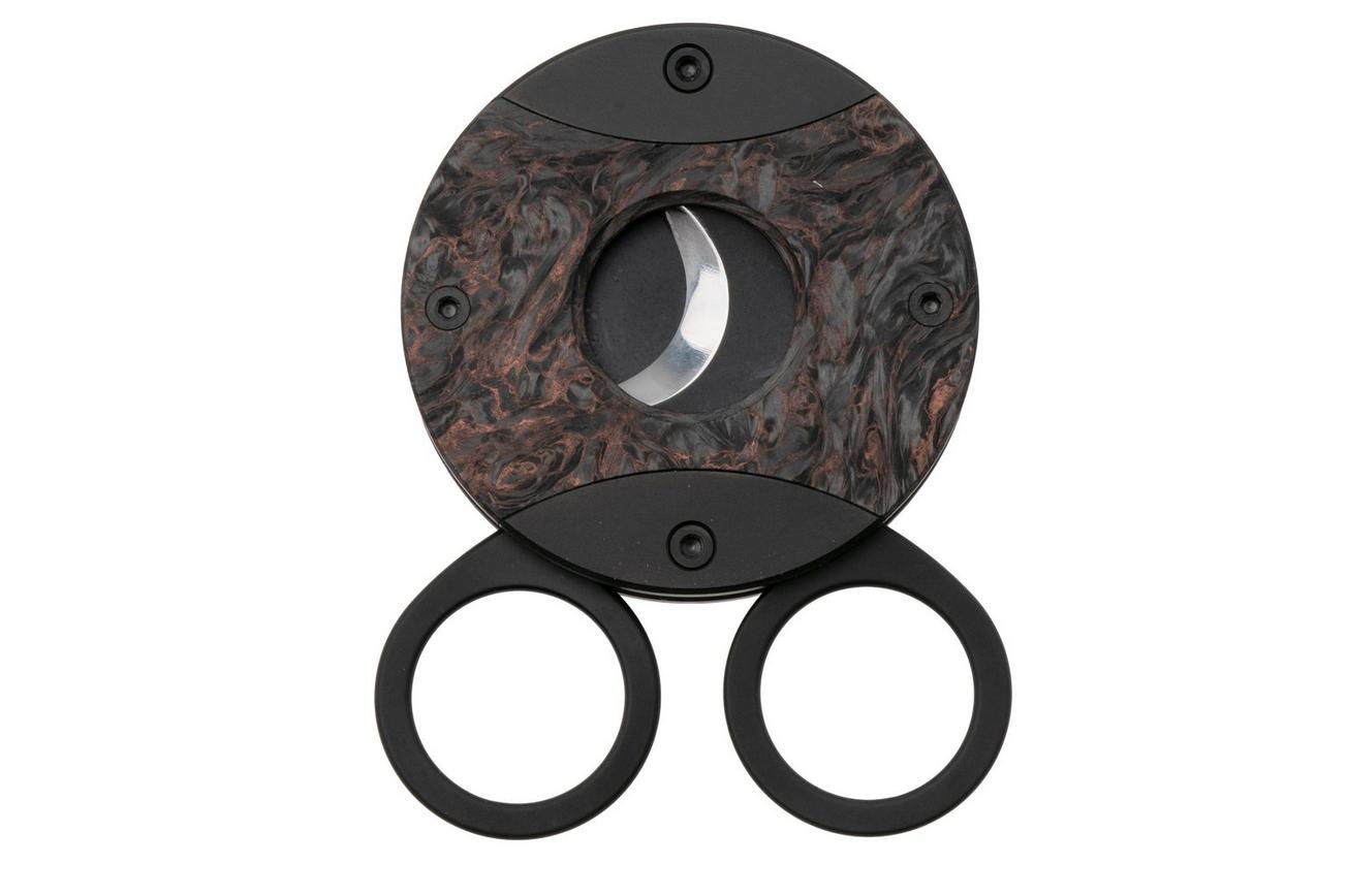 Fox Circle Cigar Cutter 744-CFD, PVD Sandvik 12C27, Dark Matter Fatcarbon Titanium, sigaarknipper