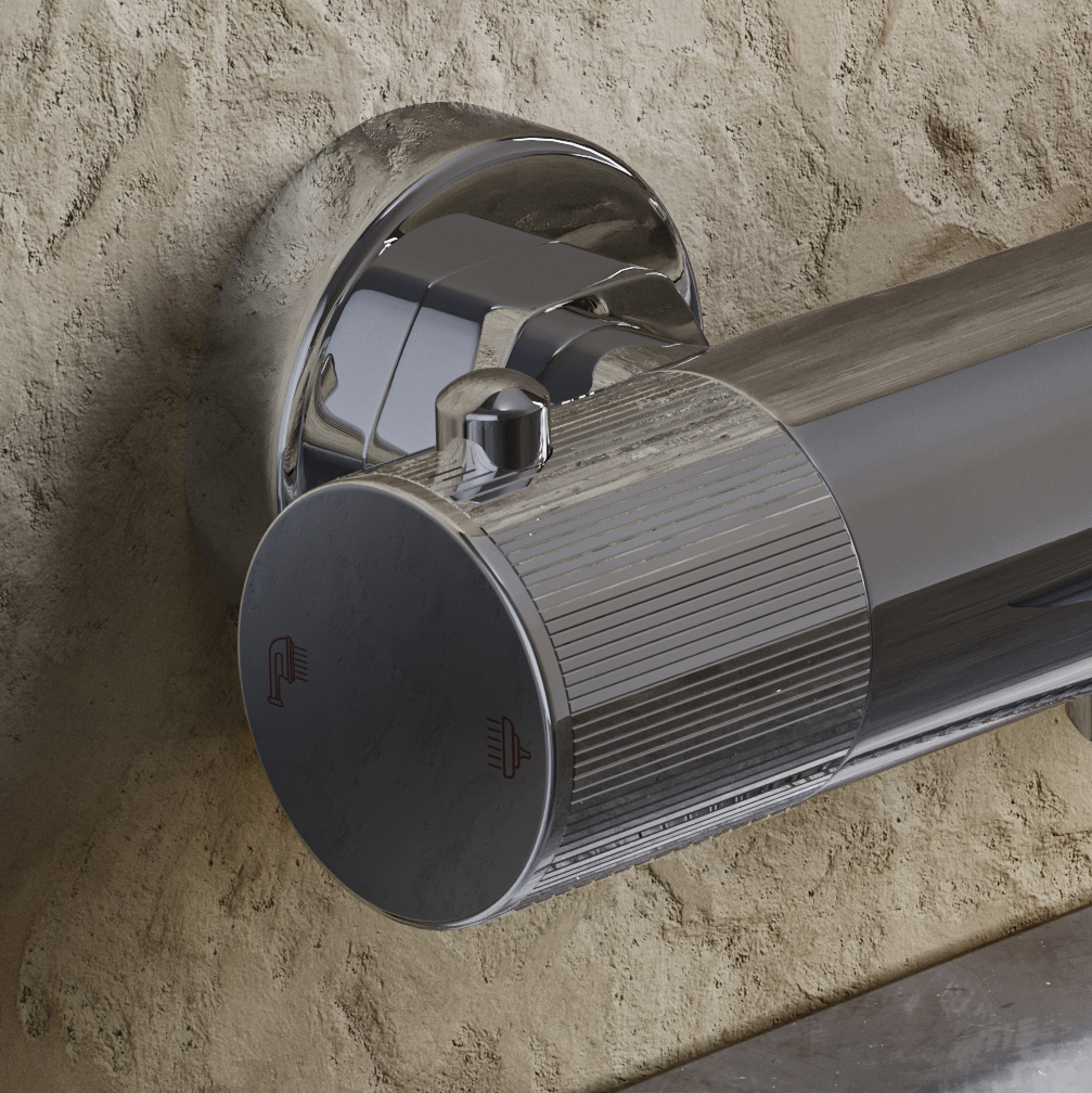 Saniclear Talpa Stripes Pro thermostatische opbouw badkraan met handdouche chroom