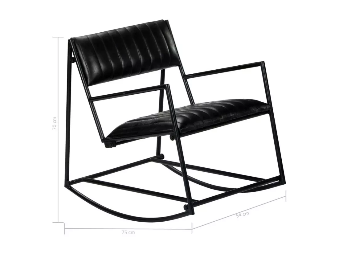 Chaise à bascule Noir Cuir véritable