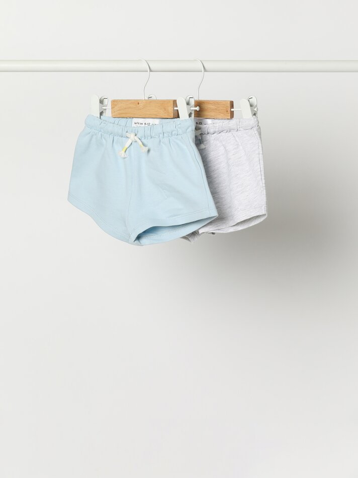 Conjunto com 2 shorts básicos - Azul Pastel