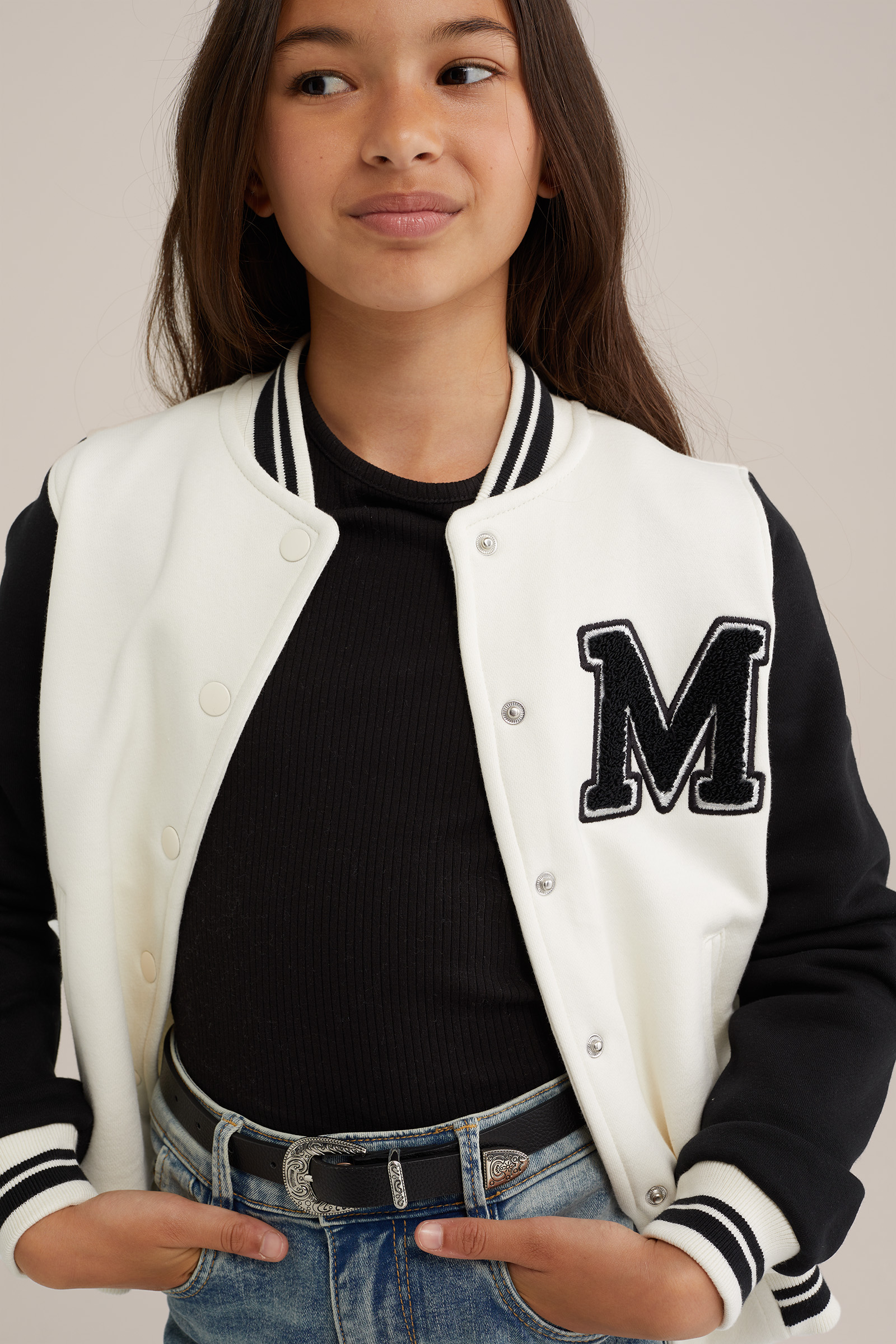 Meisjes bombervest WE Fashion Gebroken wit