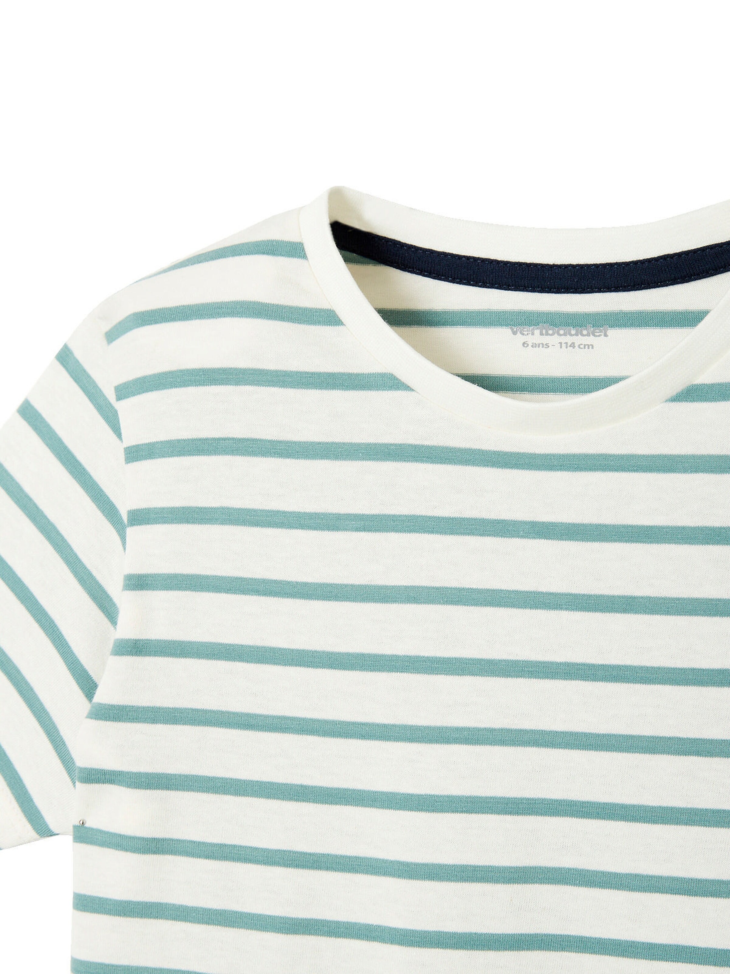 Vertbaudet Jungen T-Shirt mit Streifen aqua gestreift