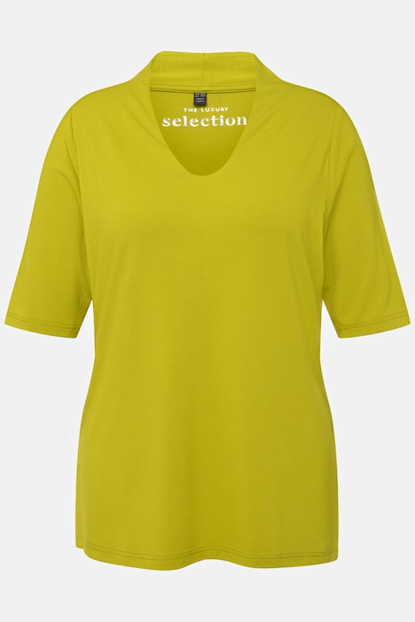 T-Shirt, Kelchkragen, V-Ausschnitt, Halbarm