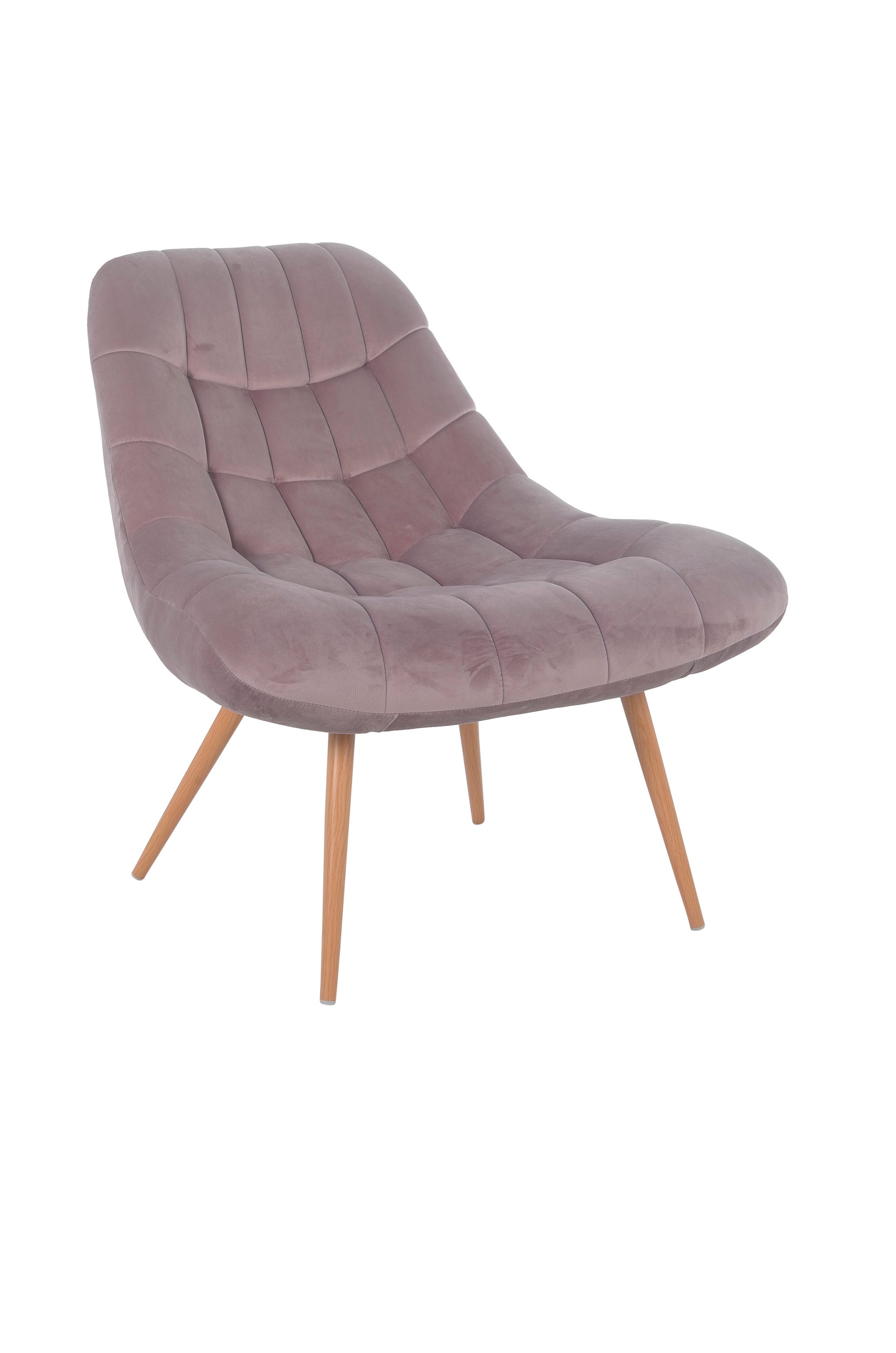 Sessel XXL Samt rosa Holzoptik Relaxsessel Polstersessel Loungesessel