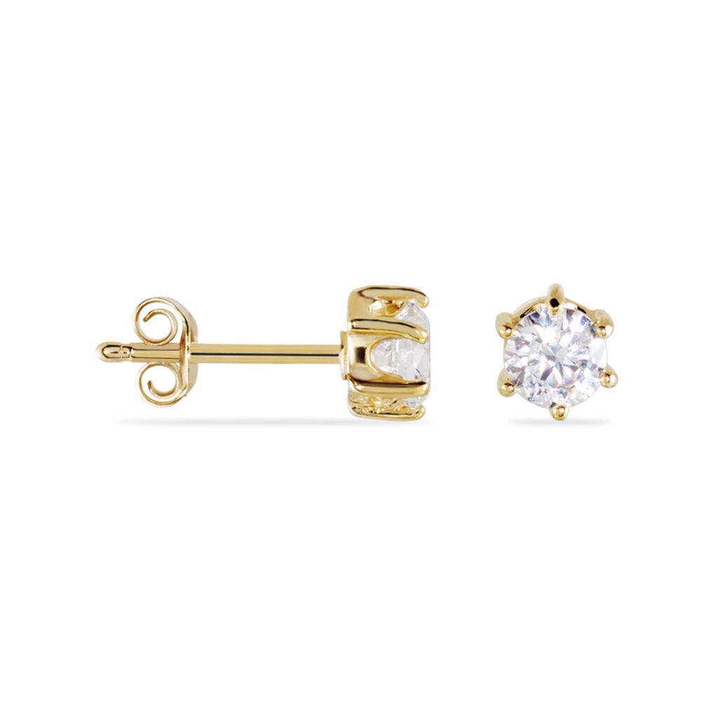 Boucles D'oreilles Puces Yléna Plaqué Or Jaune Oxyde De Zirconium