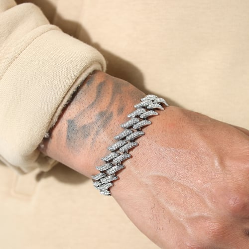 Bracelet Maille Cubain Strass 16mm Argenté