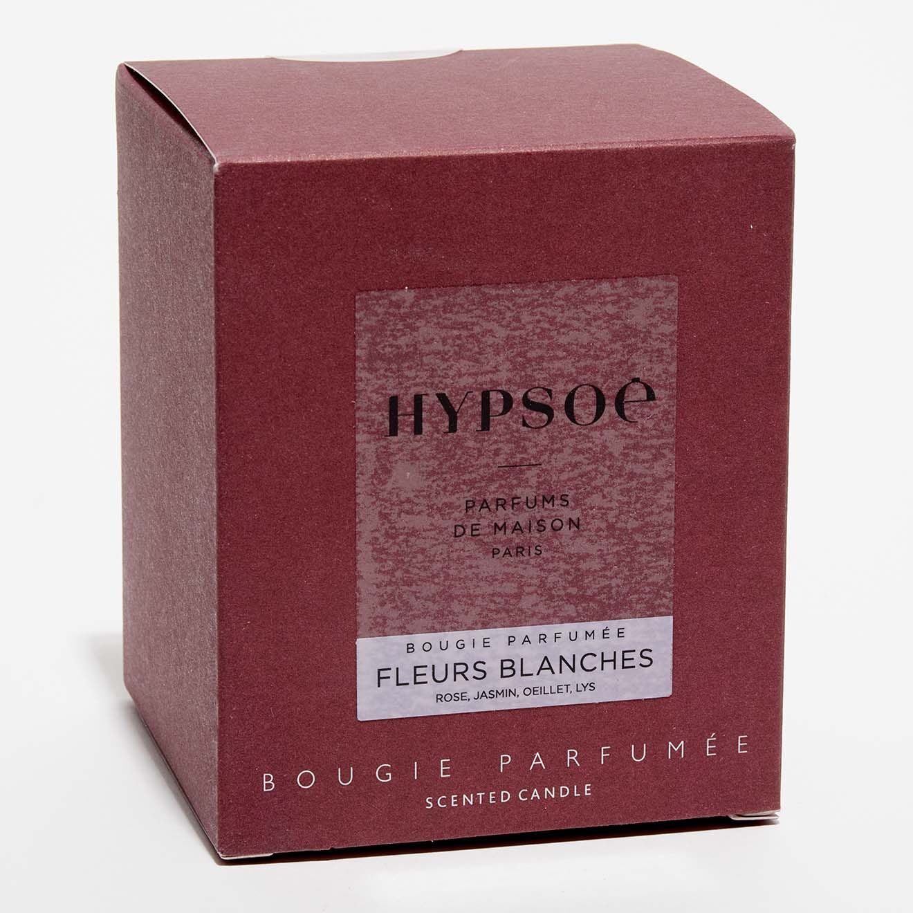 Hypsoé Bougie parfumée verre coloré métal Fleurs Blanches - 1 mèche 50h