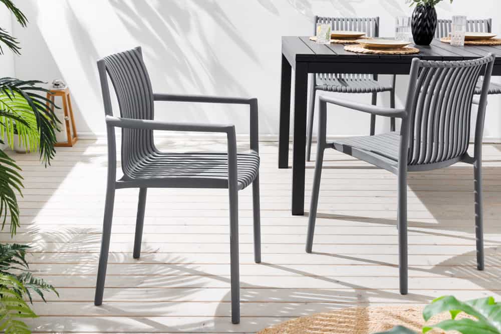In- und Outdoor Stuhl STUDIO ITALIA anthrazit stapelbar wetterfest Gartenstuhl