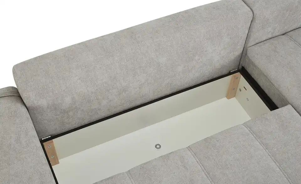 Ecksofa Arissa de Luxe Grau rechts Webstoff