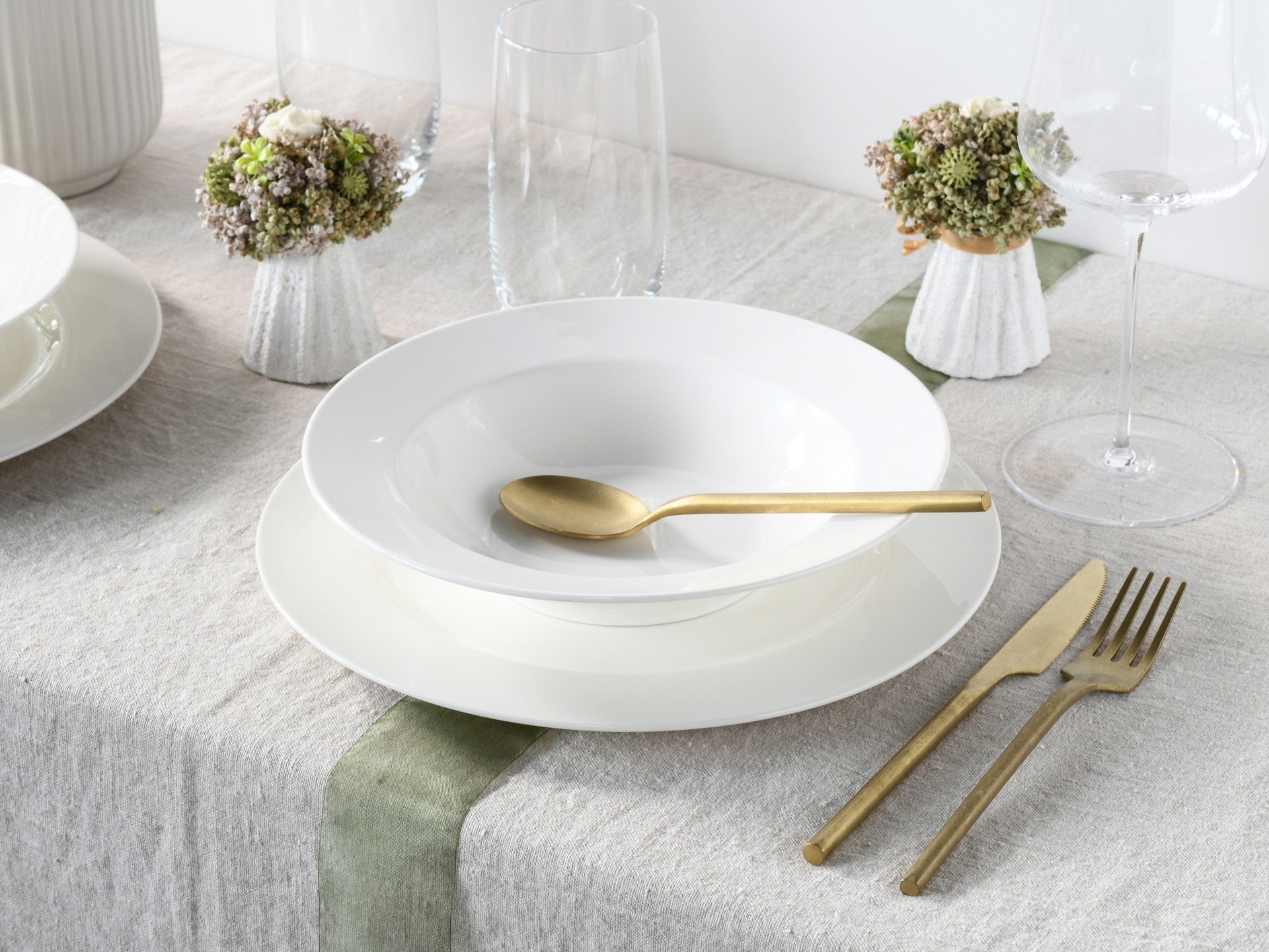 CreaTable Suppenteller FLEUR ROYAL 6er Set creme weiß