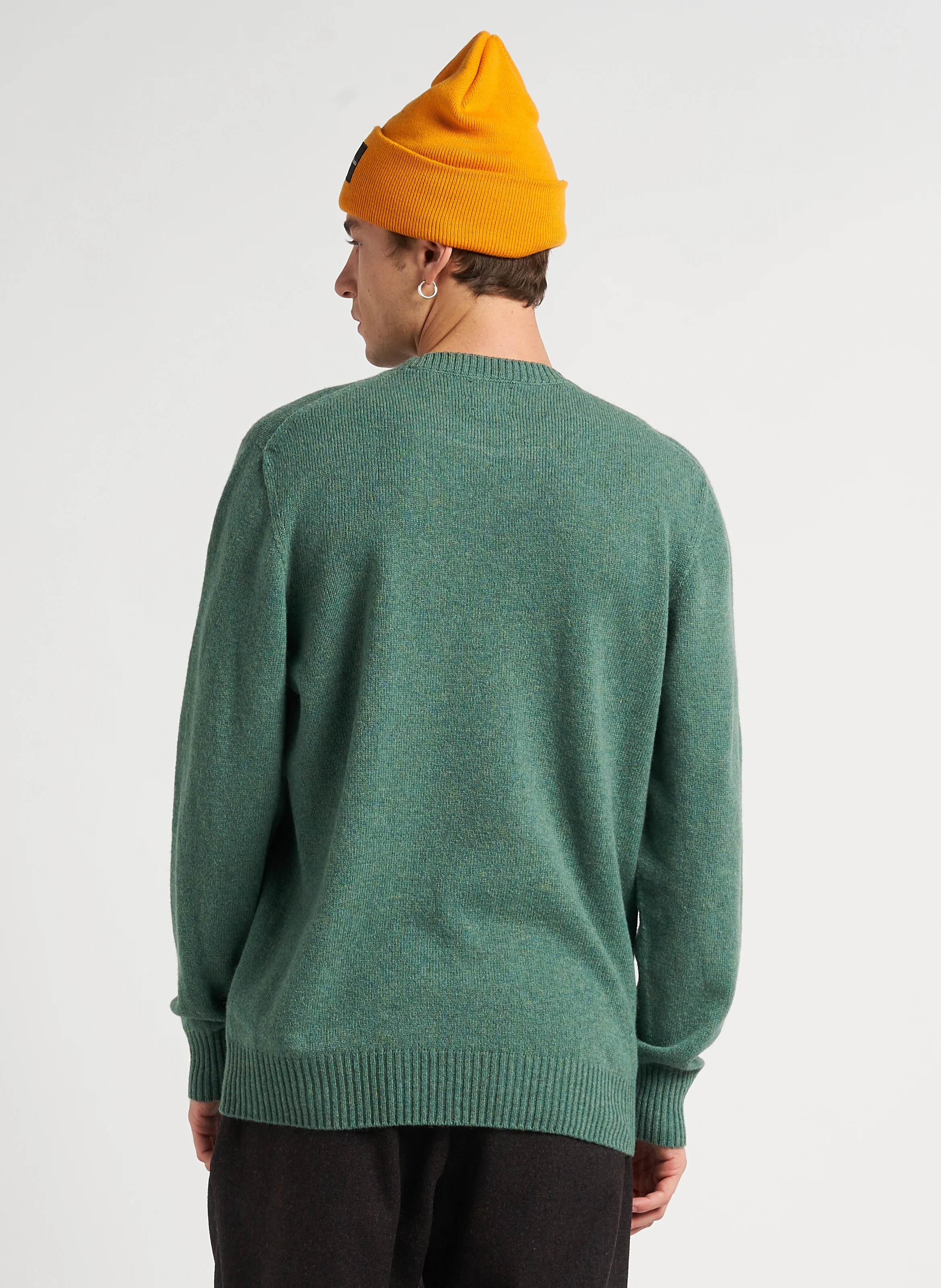 Pull col rond en laine| Vert