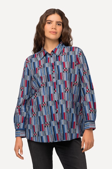 Hemdbluse, Streifenmuster, Hemdkragen, Langarm
