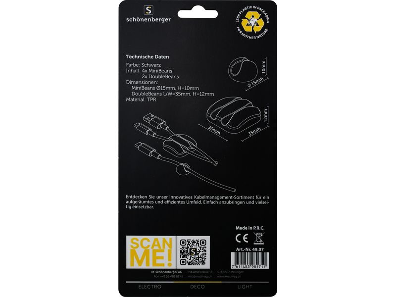 Schönenberger Kabelhalterungen 2 x Ø 35 mm, 4 x Ø 15 mm, Sc Kabelmanagement-Sortiment für ein aufgeräumtes und effizientes Umfeld
