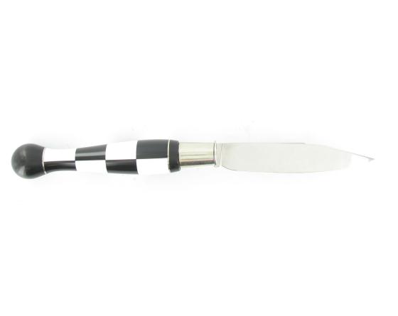 Nontron Virole n° 25 - Boule Damier - MancheEbène et Corian Blanc, insert Aluminium Couteaux de Poche par Nontron