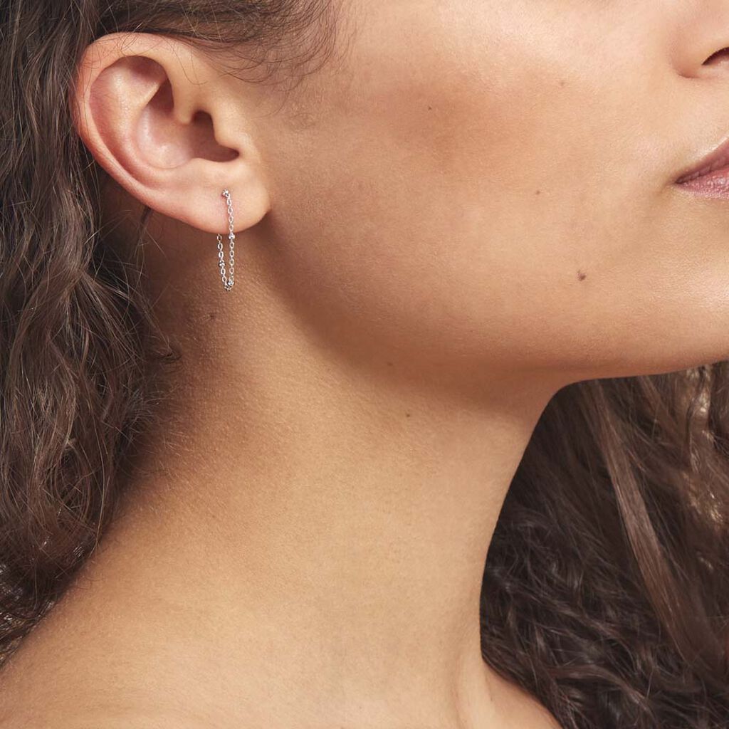 Boucles D'oreilles Pendantes Leent Argent Blanc