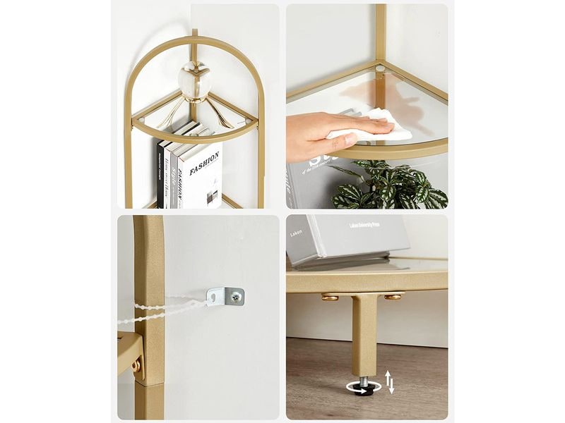 VASAGLE Regal Gold Eckregal mit 5 Ebenen