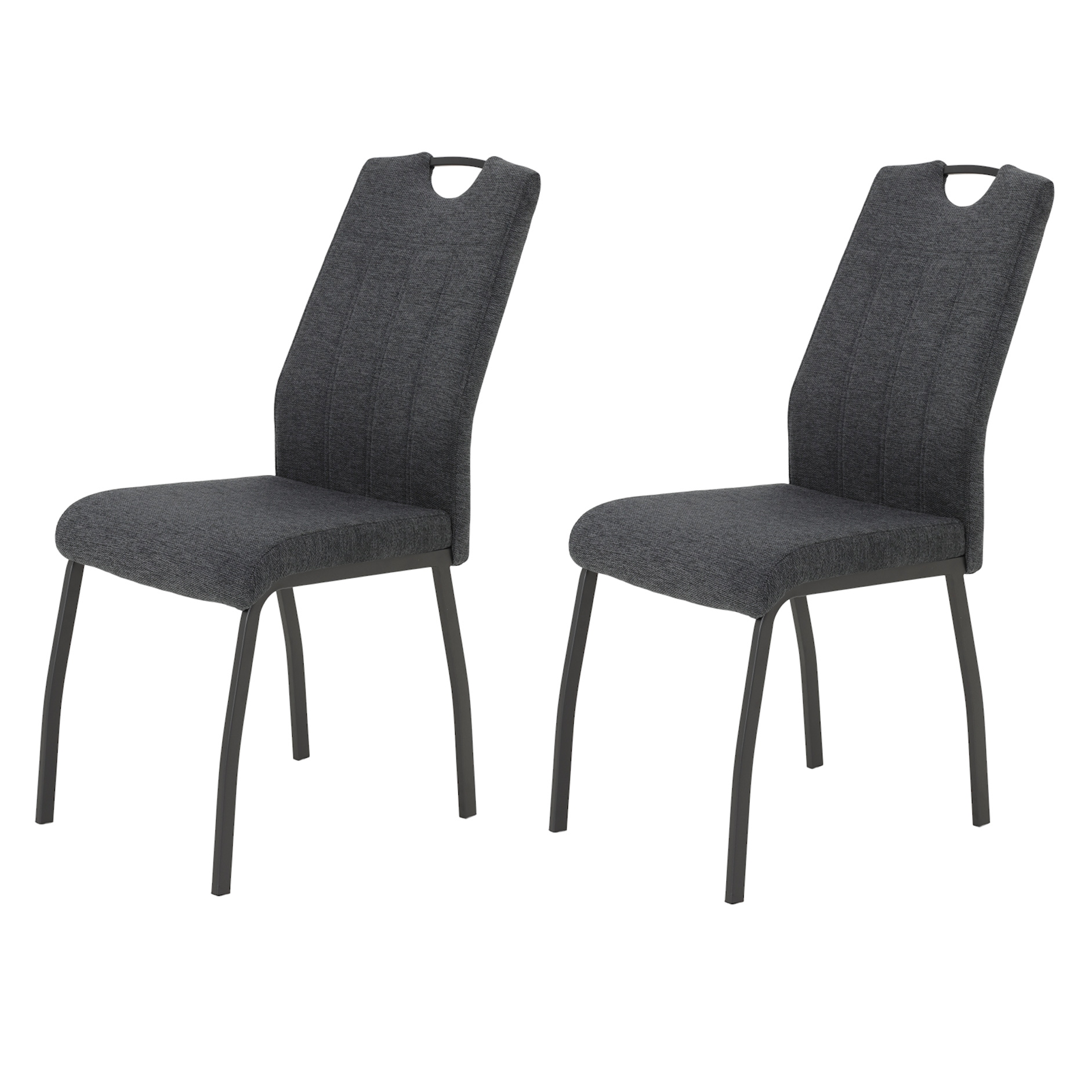 2er-Set Polsterstühle - anthrazit - Webstoff