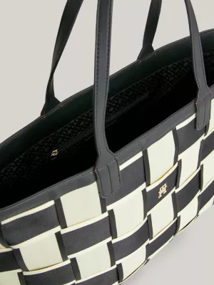 Bolsa tote icônica com trama contrastante