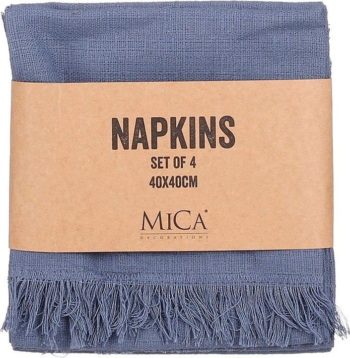Mica Decorations servet Villia blauw 40 x 40 cm 4 stuks