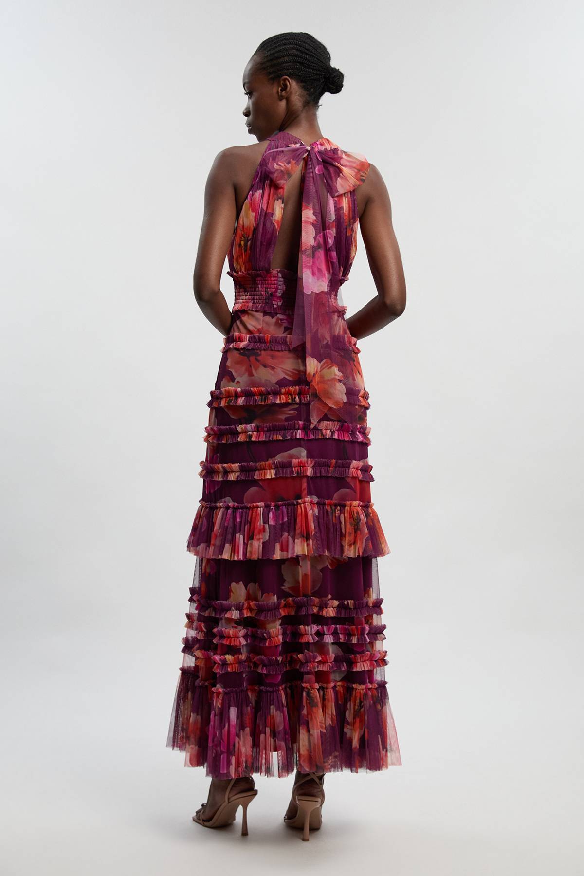KarenMillen Robe Maxi Tissée En Tulle Fleuri Avec Col Licou