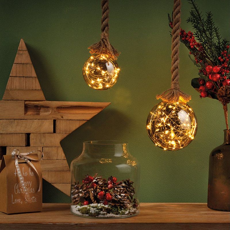 LED kerstbol - Kerst - aan touw - 20x80cm - 40 LED warm-wit - voor binnen - op batterijen - Lumineo
