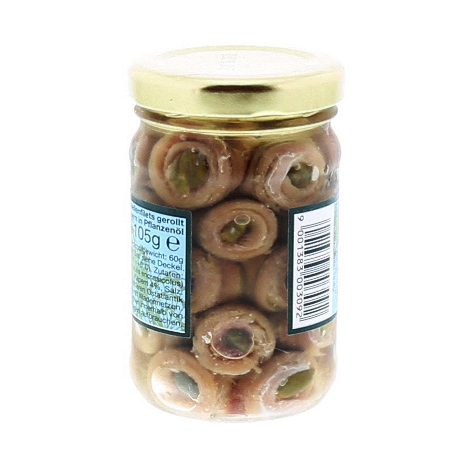 Schenkel Anchovis mit Kapern in Olivenöl