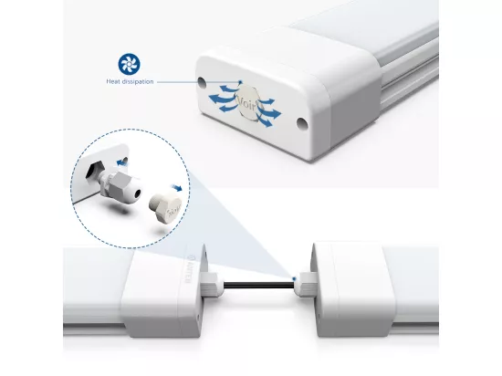 Anten Neon LED 150CM,45W 4950lm Blanc Neutre 4000K Tube LED, Reglette LED,IP65 Imperméable Luminaire Plafonnier pour Atelier, Sous Sol, Bureau, Hobby