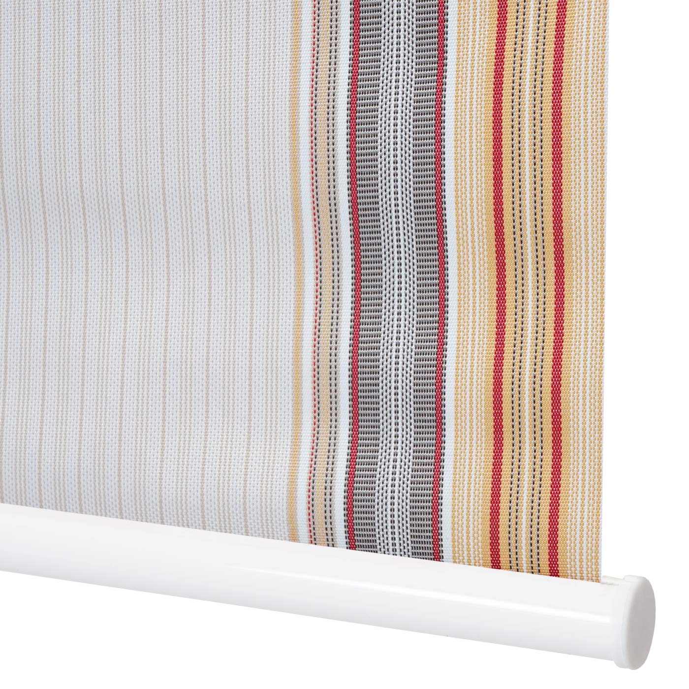 Rollo MCW-D52, Fensterrollo Seitenzugrollo Jalousie, Sonnenschutz Verdunkelung Isolation blickdicht 110x160cm ~ grau/braun/orange