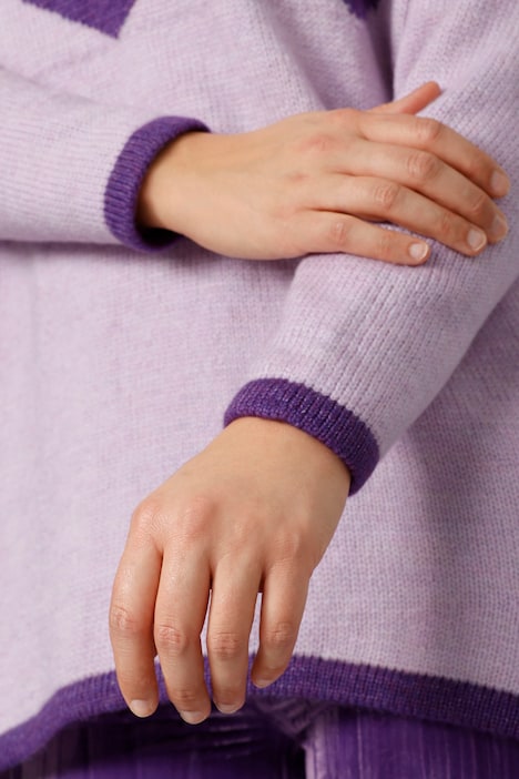 Pullover, oversized, Herzen, V-Ausschnitt, Langarm