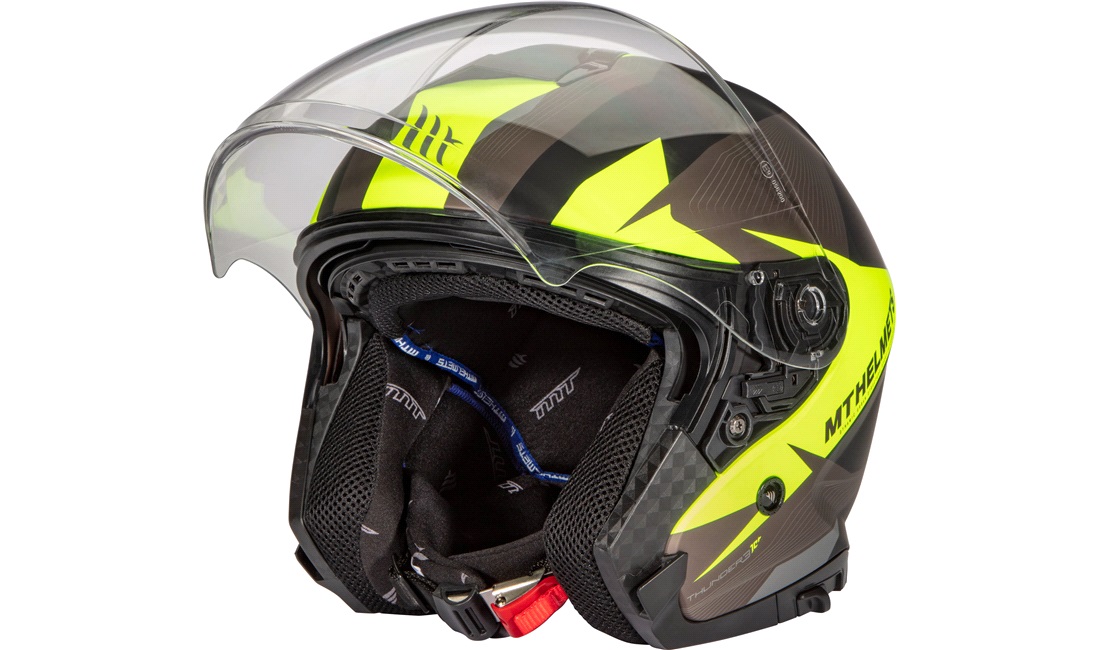 Pilothjelm MT Thunder 3 SV Jet sort/gul str. S