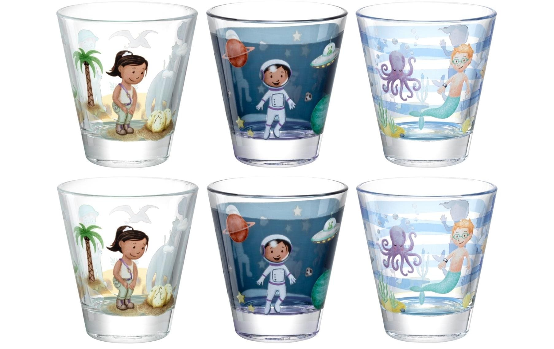Kindertrinkglas Avventura 215 ml, 6 Stück, AssortiertTrinkglas-Set für Kinder