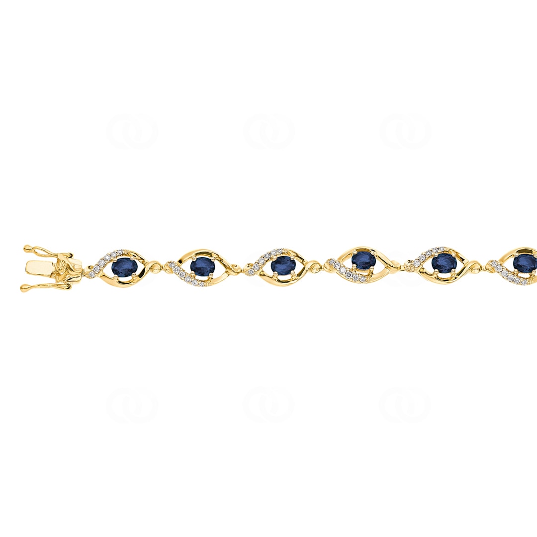 Saphir Armband 750/18 K Gelbgold mit Diamanten 0.44 ct H/si