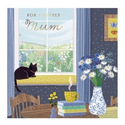 Mothers Day Cat In Window Card